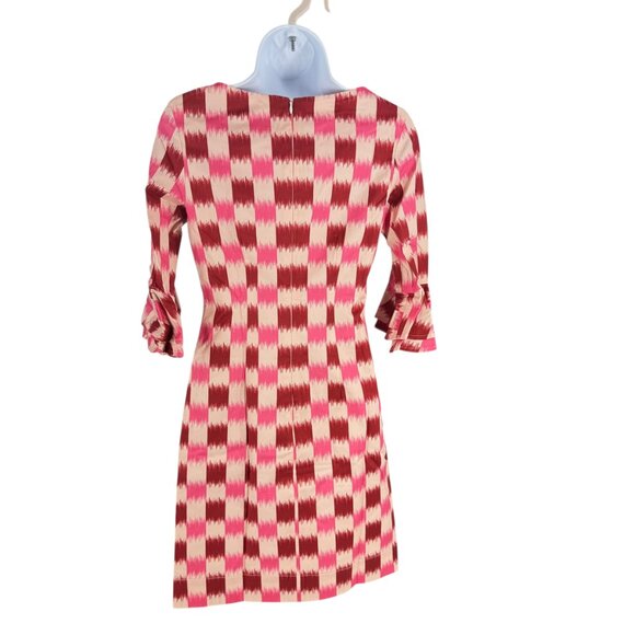 Autumn Adeigbo NEW Rose Lenore Pink Check Half Sleeve Cocktail Mini Dress Size 0 - Picture 6 of 11